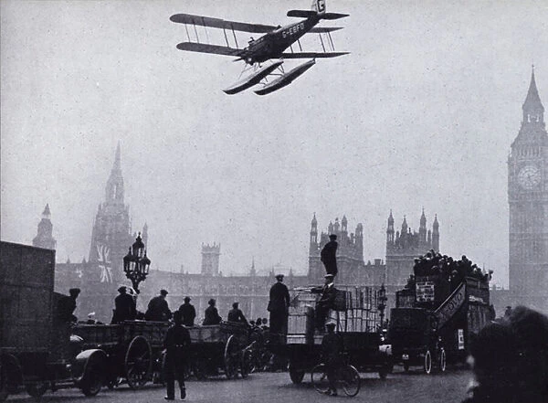 British aviator Alan Cobham arriving in Westminster to complete his flight from Australia, 1926 (b  /  w photo)