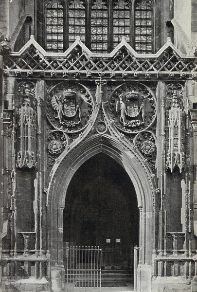 Cambridge: South Door, Kings College Chapel (b  /  w photo)