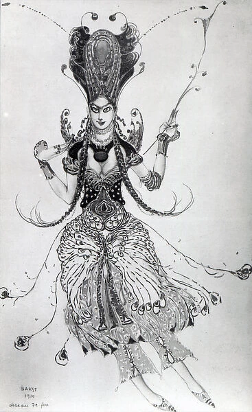 Costume design for The Firebird, 1910 (w  /  c on paper)