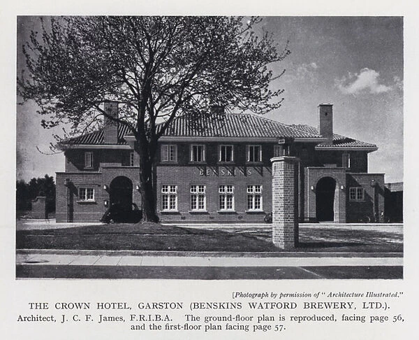 The Crown Hotel, Garston, Benskins Watford Brewery, Ltd (b  /  w photo)