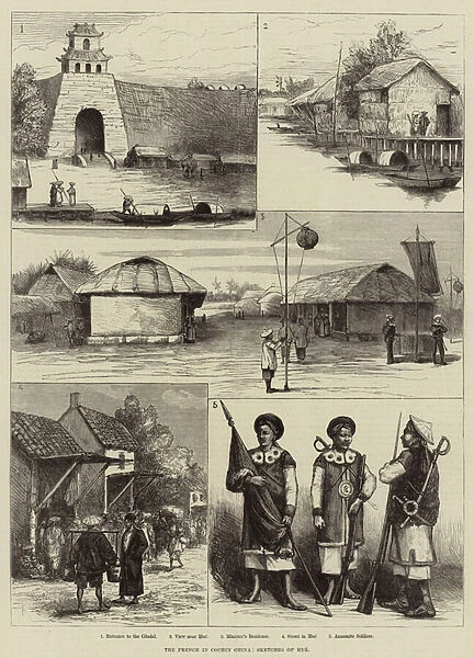 The French in Cochin China, Sketches of Hue (engraving)