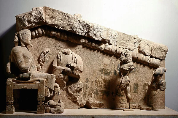 Greek art: fragment of limestone pediment representing Heracles (Hercules