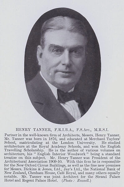 Henry Tanner, FRIBA, FSArc, MRSI (b  /  w photo)