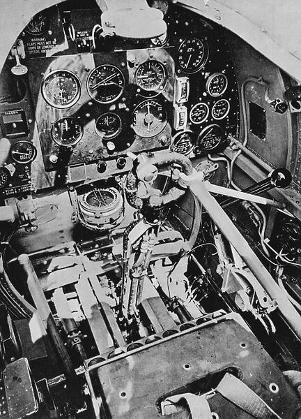 Instrument panel of a Spitfire (b  /  w photo)