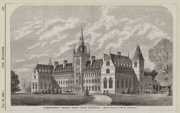 International College, Spring Grove, Middlesex, Messrs Norton and Masey, Architects (engraving)