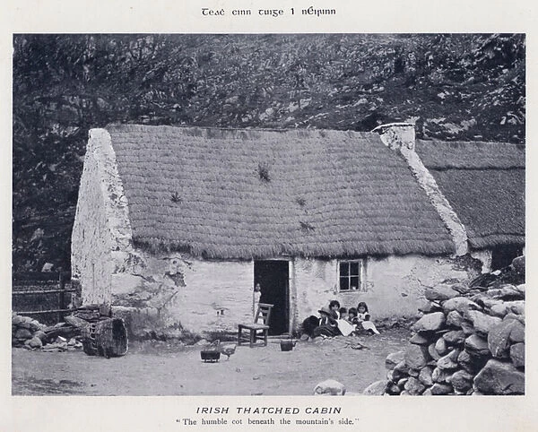 Irish Thatched Cabin (b  /  w photo)