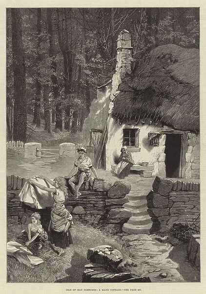 Isle of Man Sketches, a Manx Cottage (engraving)