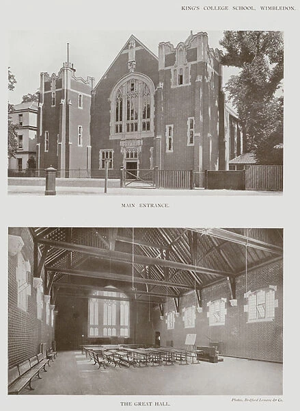 Kings College School, Wimbledon, Main Entrance, The Great Hall (b  /  w photo)