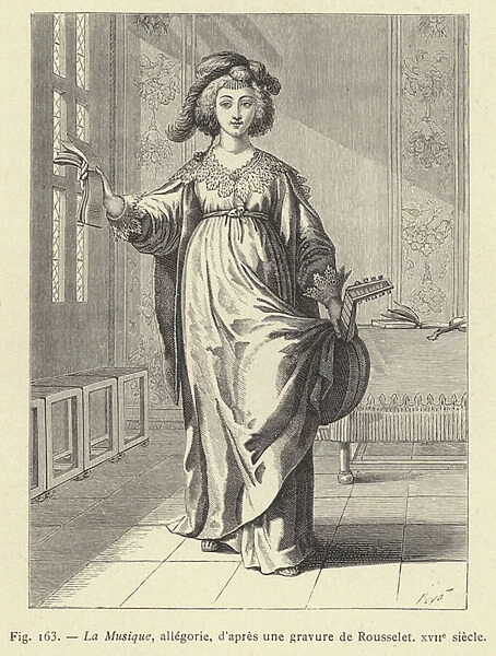 La Musique, allegorie, d apres une gravure de Rousselet, XVIIe siecle (engraving)