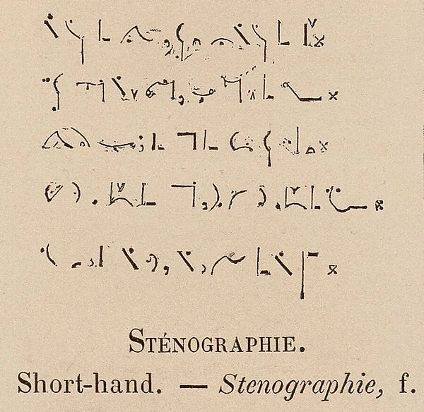 Le Vocabulaire Illustre: Stenographie; Short-hand (engraving)