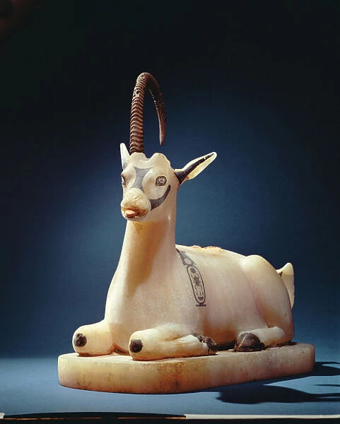 Lid of an unguent jar in the form of an ibex, from the tomb of Tutankhamun
