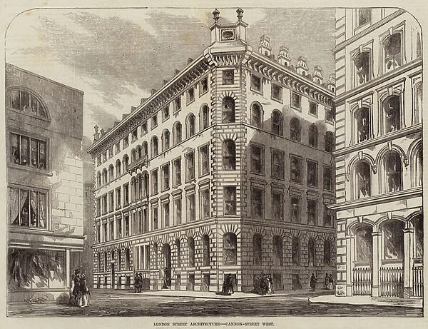 London Street Architecture, Cannon-Street West (engraving)