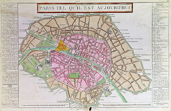 Map of Paris, June 1800 (coloured engraving)