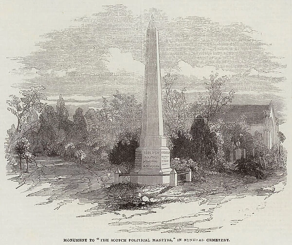 Monument to 'The Scotch Political Martyrs, 'in Nunhead Cemetery (engraving)