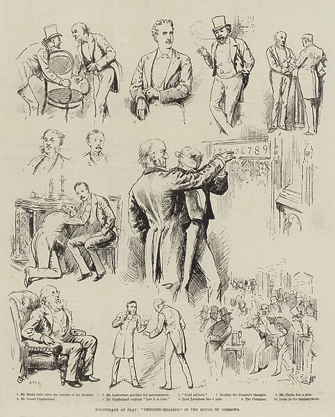 Politicians at Play, 'Thought-Reading'in the House of Commons (engraving)