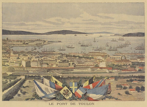 The port of Toulon (colour litho)