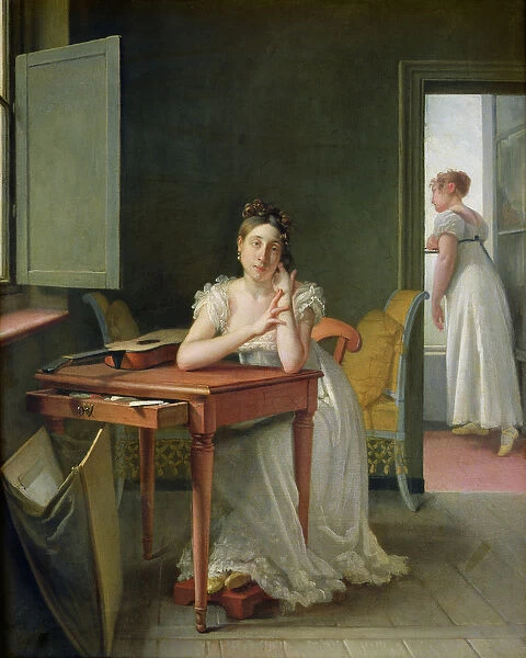 Portrait of Marceline Desbordes-Valmore (1786-1859) (oil on canvas)