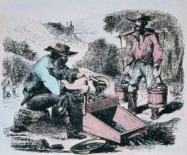Prospectors using a rocker or cradle