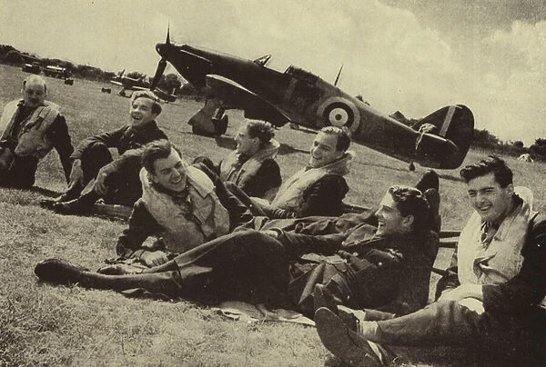 RAF Hurricane fighter pilots, some of the Few who fought in the Battle of Britain, World War II, 1940 (b  /  w photo)
