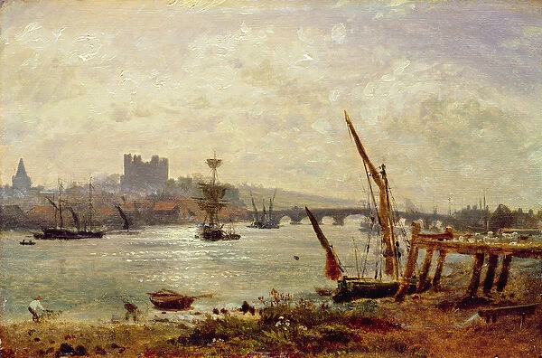 Rochester Cathedral and Castle, c. 1820-30 (oil on panel)