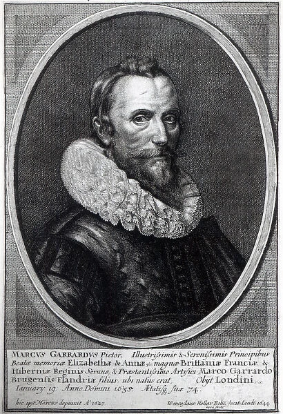 Self Portrait, engraved by Wenceslaus Hollar, 1644 (engraving) (b  /  w photo)
