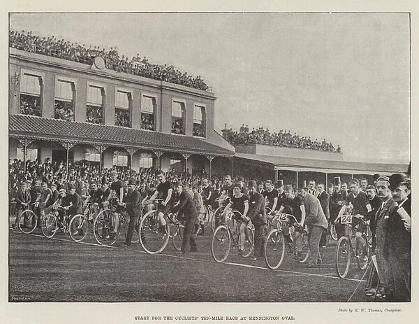 Start for the Cyclists Ten-Mile Race at Kennington Oval (b  /  w photo)
