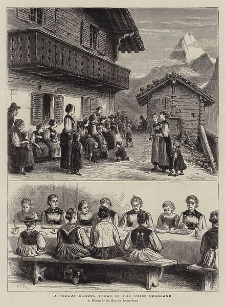 A Sunday School Treat in the Swiss Oberland (engraving)