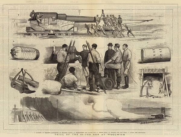 Trial of the 81-Ton Gun at Woolwich (engraving)