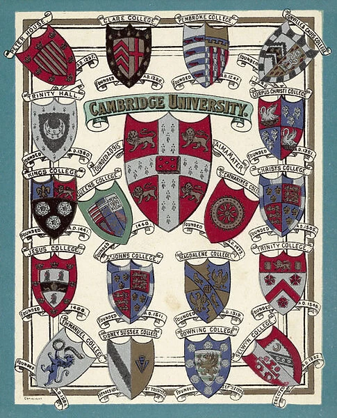 The University Of Cambridge, and its colleges (colour litho)
