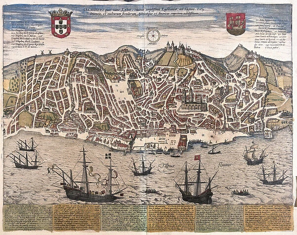 View of Lisbon, Portugal (engraving, 1598)