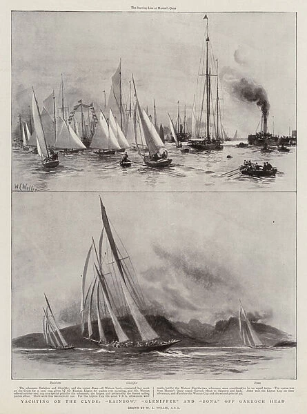 Yachting on the Clyde, 'Rainbow, 'Gleniffer'and 'Bona'off Garroch Head (litho)