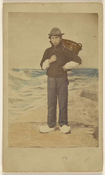 Dutch boy front painted sea background Willem Frederik