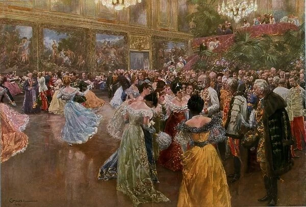 The emperor Franz Josef at the ball in the Redoutensaale of the Hofburg in Vienna