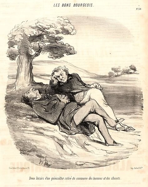 Honore Daumier (French, 1808 - 1879). Doux loisirs d un quincailler retire du
