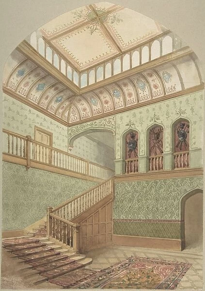 Interior showing Staircase Skylight 19th century