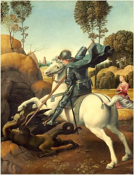 Raphael, Italian (1483-1520), Saint George and the Dragon, c. 1506, oil on panel