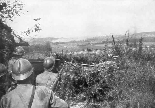 Artillery barrage before an advance, Aisne, France, 2 September 1918