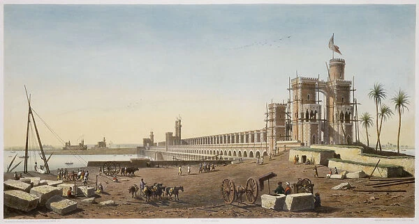 The dam across the Nile, the building of the Aswan Dam, Egypt, 1853