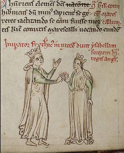 Frederick II and Isabella of England (From the Historia Anglorum, Chronica majora). Artist: Paris, Matthew (c. 1200-1259)