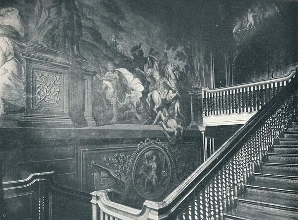 The Grand Staircase, Showing Thornhills Wall Paintings, Stoke Edith, c1909