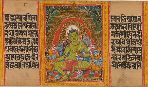 Green Tara... (Perfection of Wisdom) Manuscript, early 12th century. Creator: Unknown