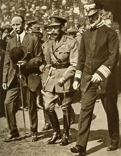 King George V attends a baseball match at Stamford Bridge, London, (1935). Creator: Unknown