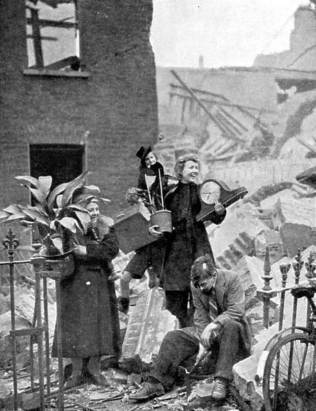 Londoners made homeless by a German air raid during the Blitz, World War II, October 1940