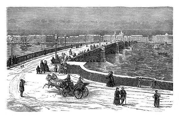 The Nicolai Bridge across the River Neva, St Petersburg, Russia, c1888