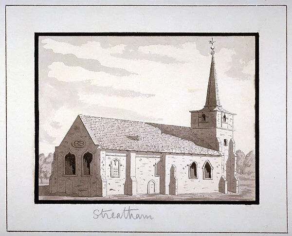 North-east view of the Church of St Leonard, Streatham, Lambeth, London, c1800. Artist
