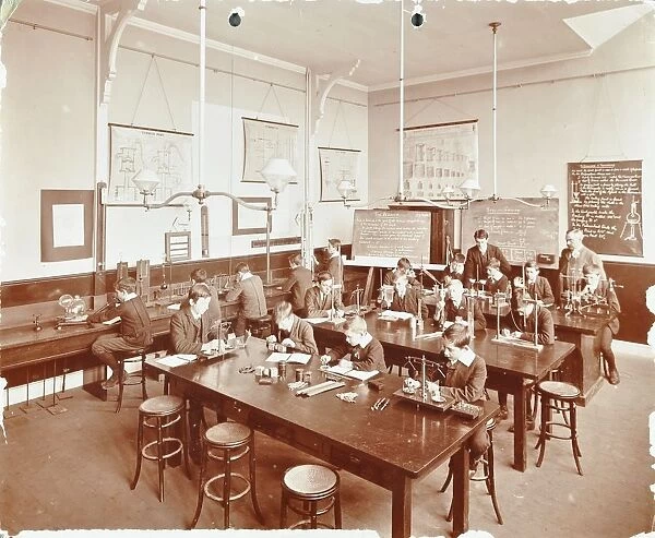 Science class for boys, Beaufort House School, Fulham, London, 1908