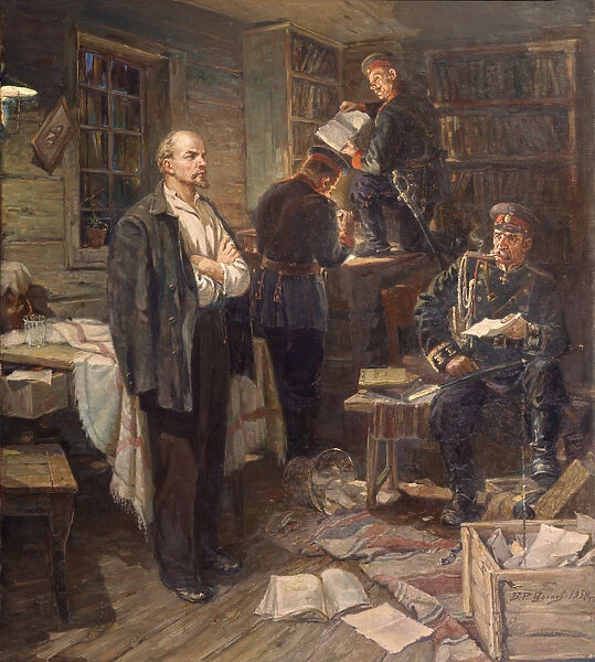 The Search at the Lenins apartment in Shushenskoye, 1958. Artist: Volkov, Vasili Romanovich (1909-?)