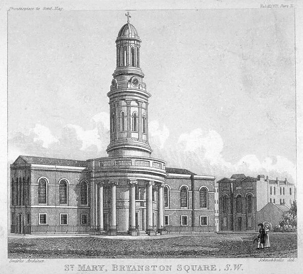 St Marys Church, Bryanston Square, Marylebone, London, c1825
