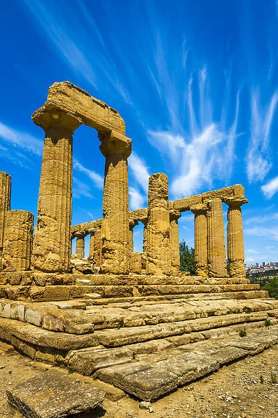Temple of Juno at Valle dei Templi in Ancient Greek City at Agrigento, Sicily, Italy