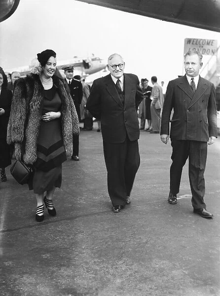Andrey Vyshinsky Soviet foreign minister at London airport. 18th September 1949